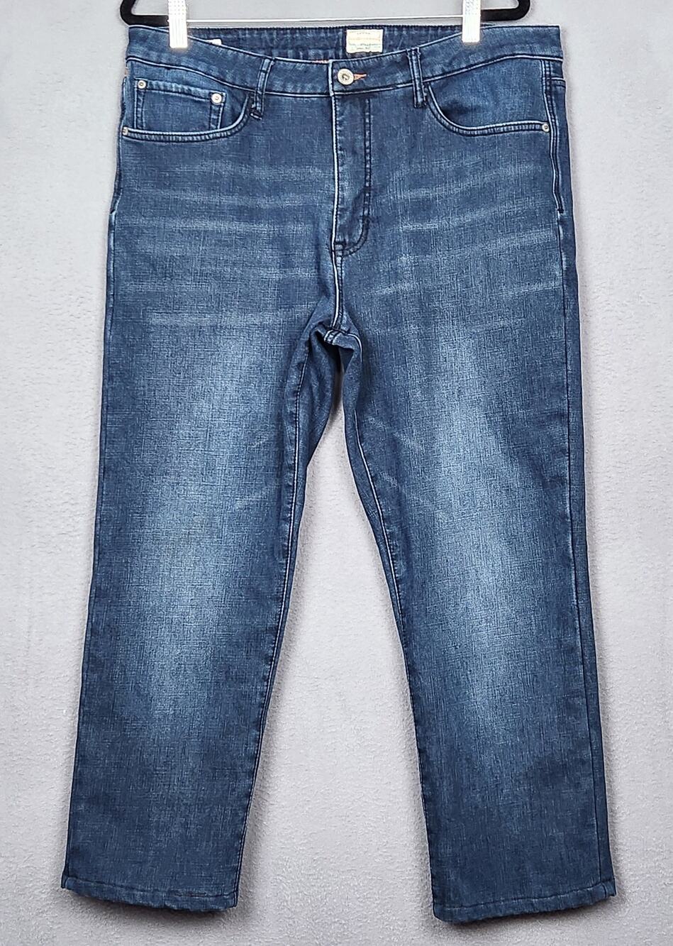 WEATHERPROOF VINTAGE Jeans Mens 36x26 Blue Denim Fleece Lined Straight Leg